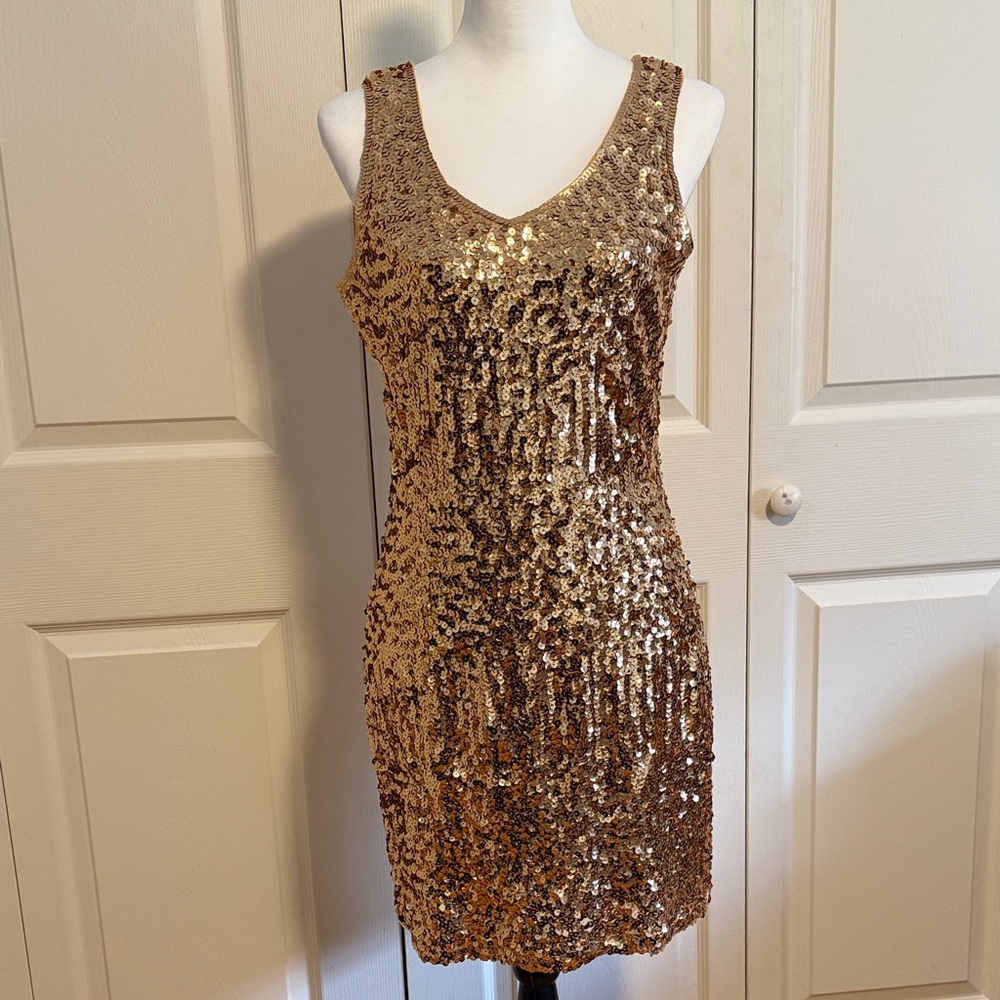 Manet, size medium, Gold Sequin Tank Mini Dress
